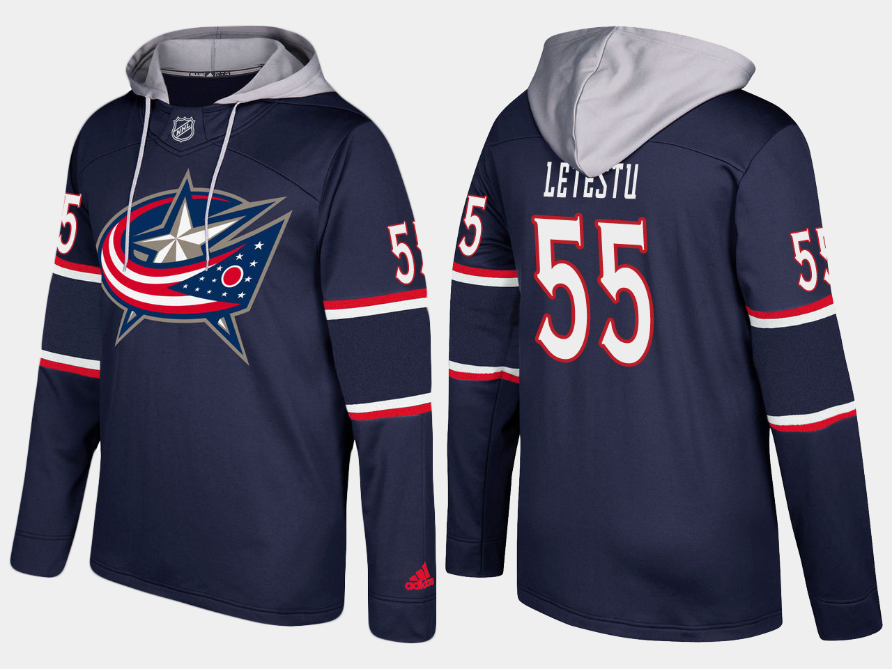 Men NHL Columbus blue jackets #55 mark letestu navy blue  hoodie->columbus blue jackets->NHL Jersey